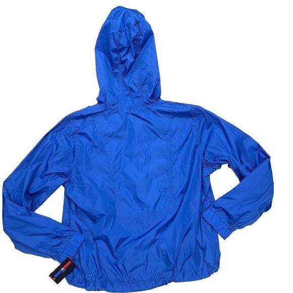 Tommy Hilfiger Jacket Womens L Blue Hoodie Windbreaker Full Zip Flag Sporty NEW - Picture 11 of 12